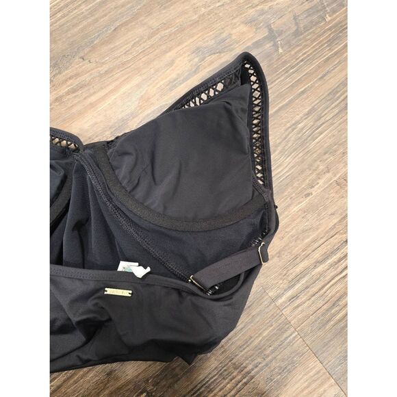 Sea Level Australia Black Mesh Trim V-Neck Tankini Swim Top Women’s Size 8 - Picture 9 of 11